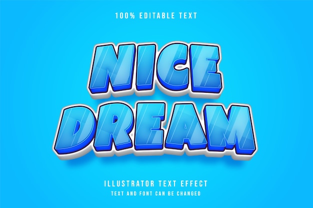 Хорошая мечта, 3d редактируемый текстовый эффект, эффект синей градации в стиле комиксов