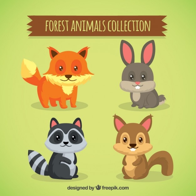 Vector nice forest animals with lovely eyes