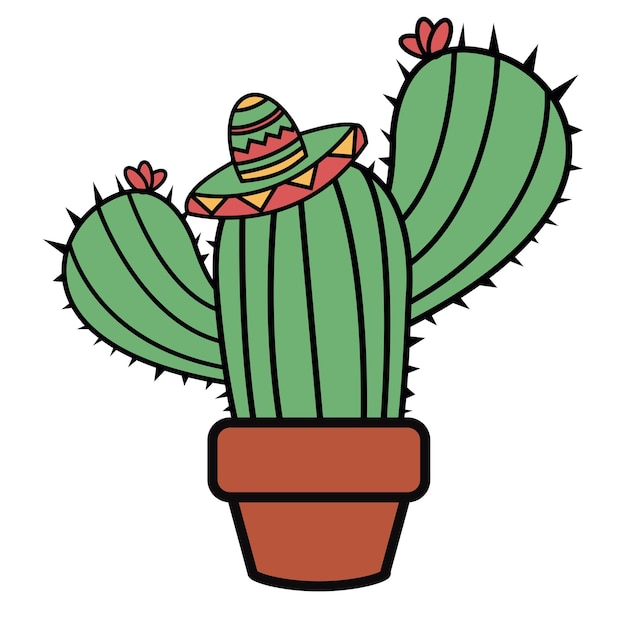 Bel segno divertente di doodle del cactus