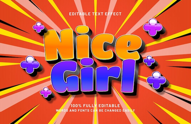 nice girl editable text effect