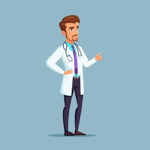 Nice good looking young doctor cartoon vector illustration