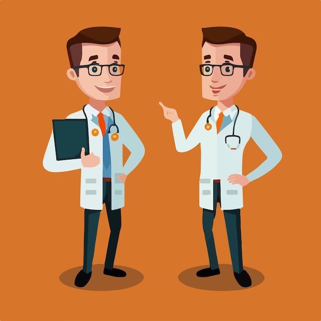 Nice good looking young doctor cartoon vector illustration