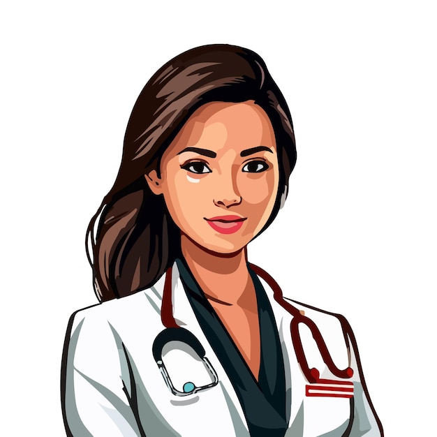 Nice good looking young lady doctor cartoon vector illustration