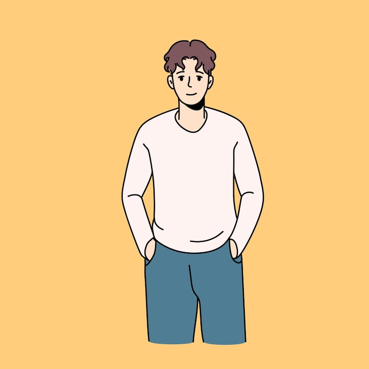 Vector ポケットに手を入れて素敵な男幸せな笑顔の男