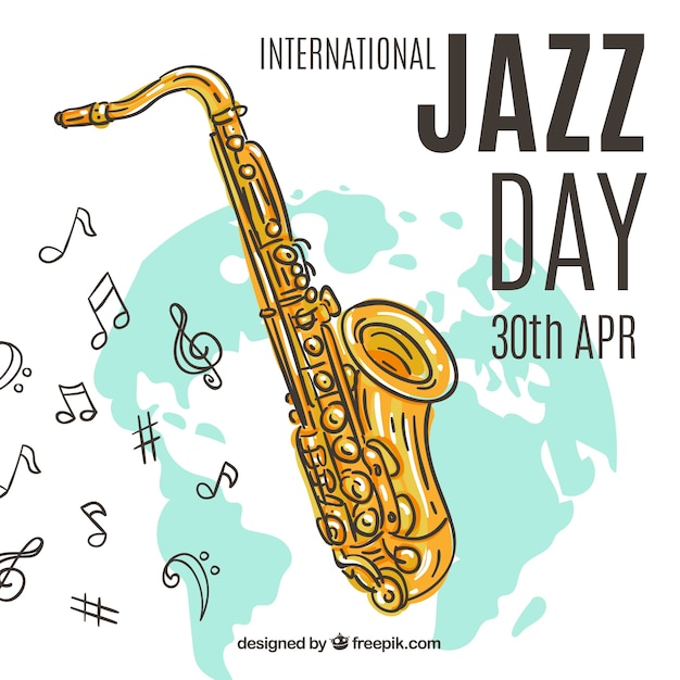 Vector nice hand drawn background for international jazz day