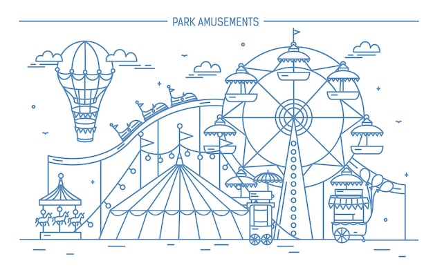 Nice horizontal banner of amusement park