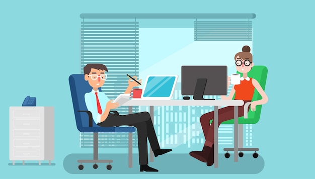 Vector nice illustration of office workmates