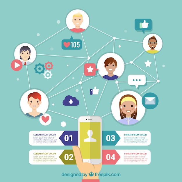 Nice infographic social networking in flat design