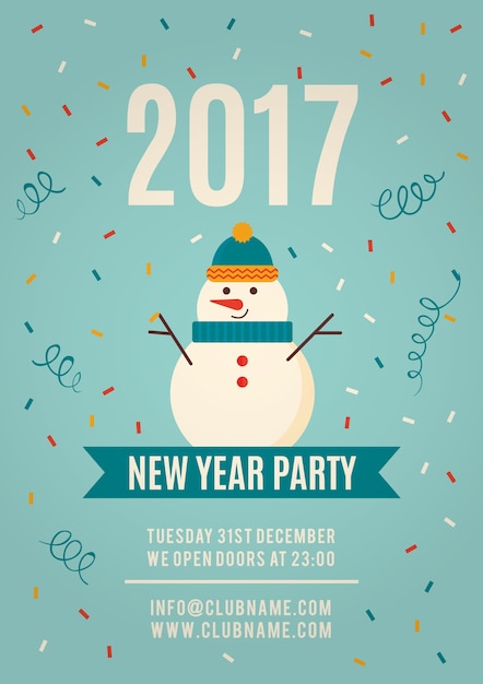 Vector nice new year with a snowman poster