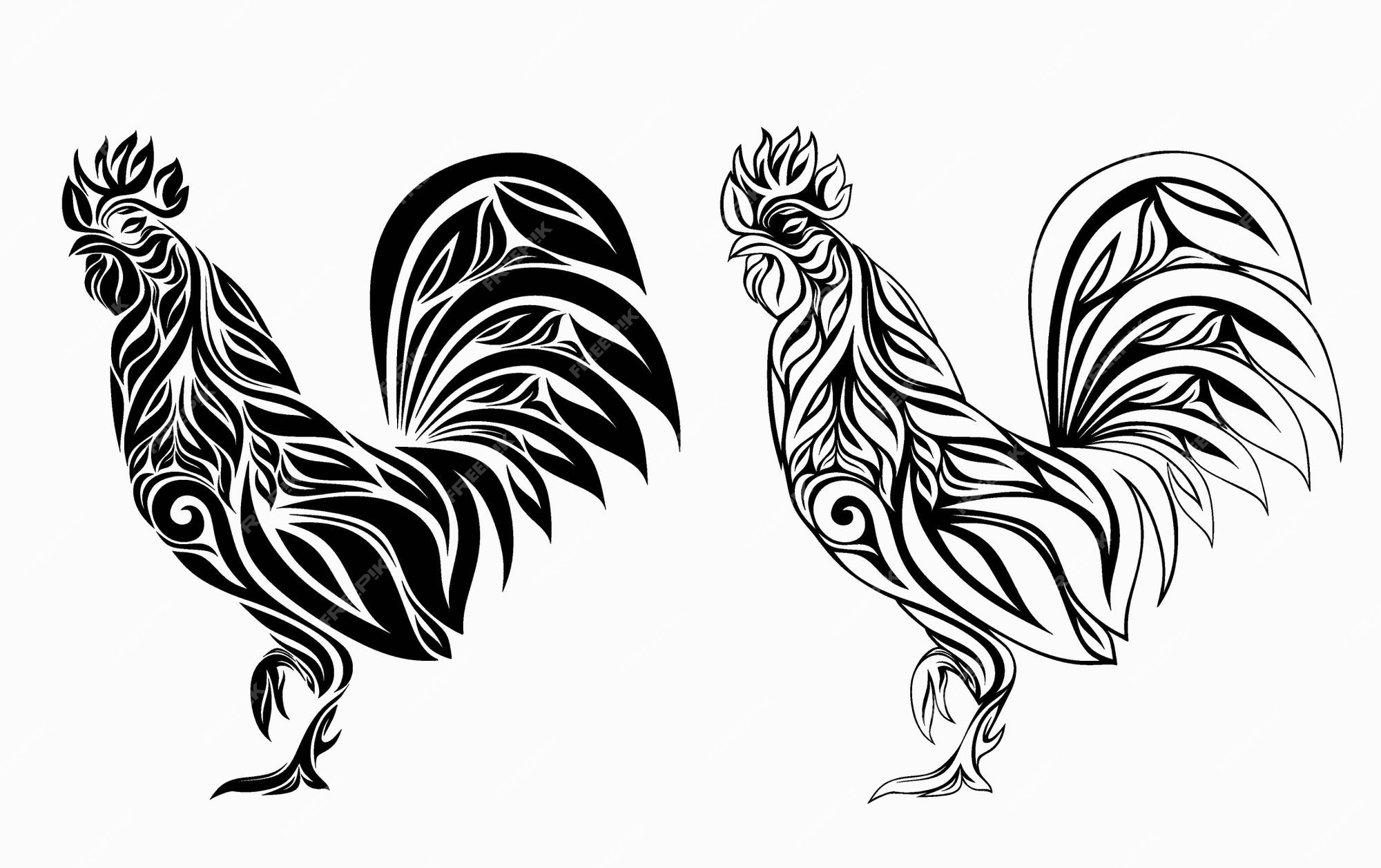 Premium Vector | Nice rooster floral ornament decoration.