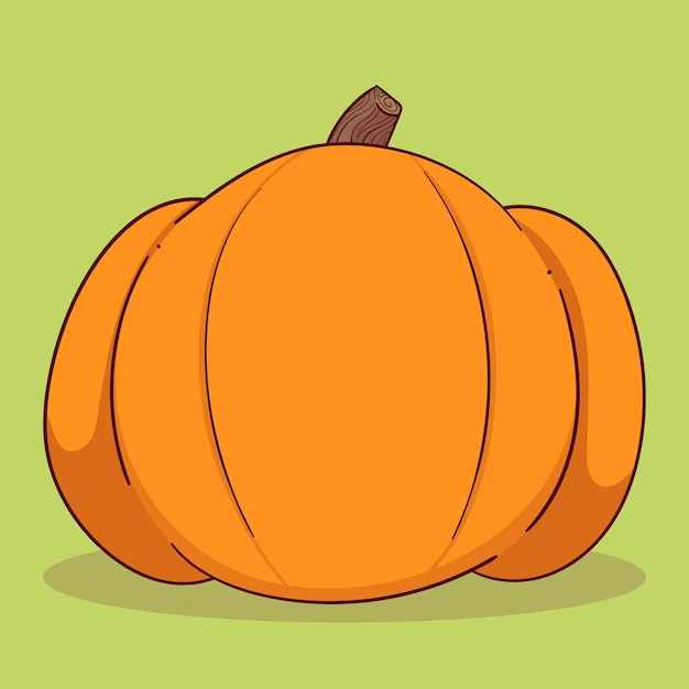 A nice round orange pumpkin on a green background