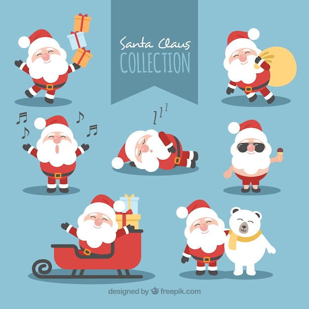 Nice santa claus in different poses
