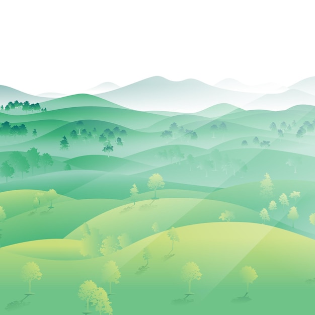 nice tea hills with beautiful scenery and flat design
