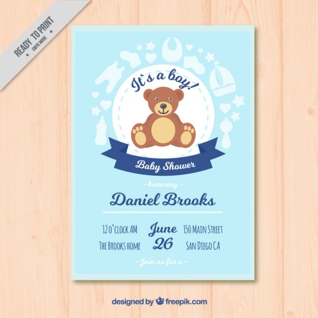 Vector nice teddy baby shower card