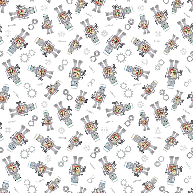 Nice vector robots seamless pattern