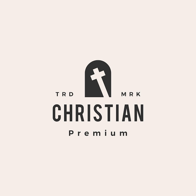 Niche deur christelijk kruis hipster vintage logo pictogram illustratie