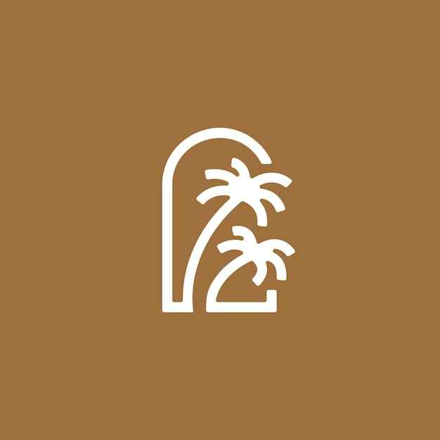 Niche deur palmboom logo vector pictogram illustratie