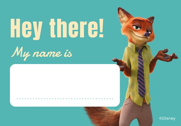 Nick Zootopia Name Tag