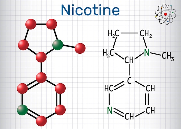 Nicotine molecuul Structurele chemische formule en molecuulmodel
