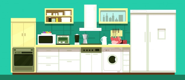 Niemand cartoon keuken kamer vector interieur