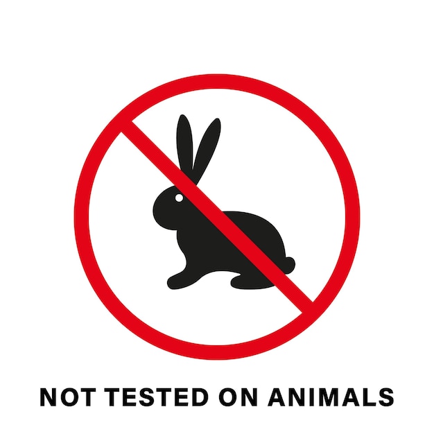 Vector niet getest op dieren wreedheid gratis silhouet icoon konijntje en stopbord geen proefdieren stempel stop