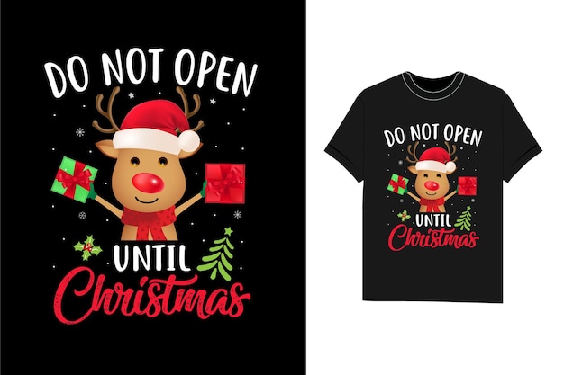Niet openen tot kerstmis kerst t-shirt ontwerp vector bestand