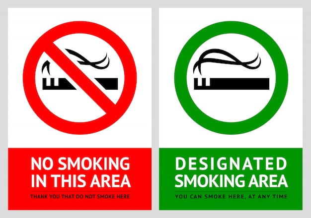 Niet roken en roken gebied labels - set 2