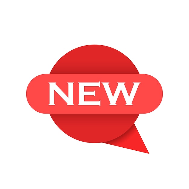 Nieuw banner-icon in platte stijl Aankomsten winkel vector illustratie op geïsoleerde achtergrond Verse product teken bedrijfsconcept