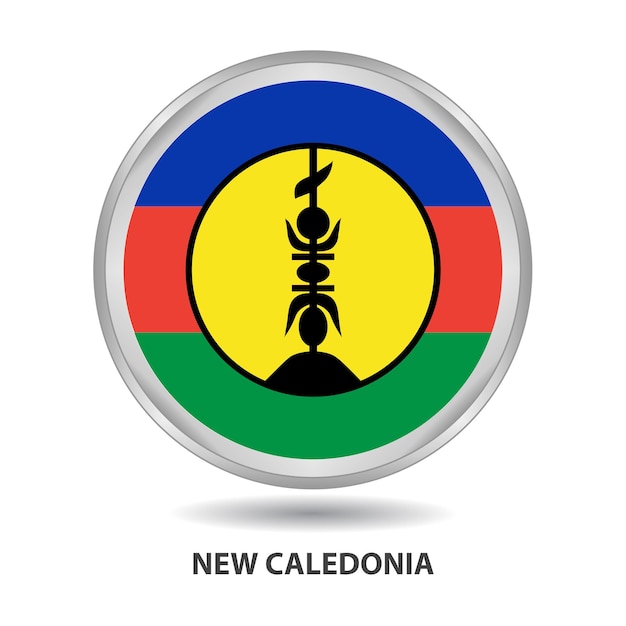 Nieuw-caledonië ronde vlag ontwerp wordt gebruikt als badge, knop, pictogram, muurschildering