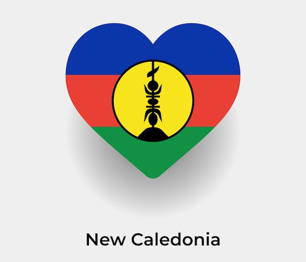 Nieuw-caledonië vlag hart vorm pictogram vectorillustratie