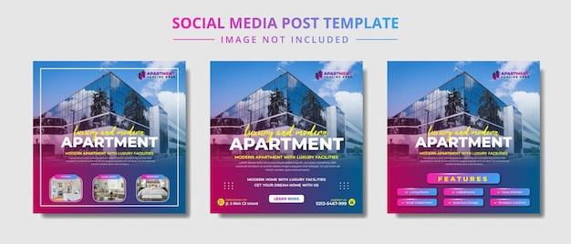 Nieuw concept appartement te koop social media post-bannersjabloon