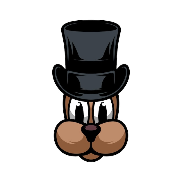 Vector nieuw dog tophat-mascotteontwerp