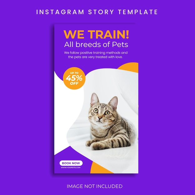 Nieuw huisdier social media verhaal sjabloon huisdier training Instagram verhaal promo banner vector sjabloon