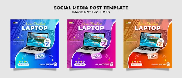 Nieuw product Gaming Laptop Social Media Instagram Post Flyer en spandoeksjabloon voor promotie