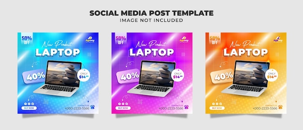 Nieuw product laptop en technologie social media instagram feed en bnner-sjabloon voor promotie