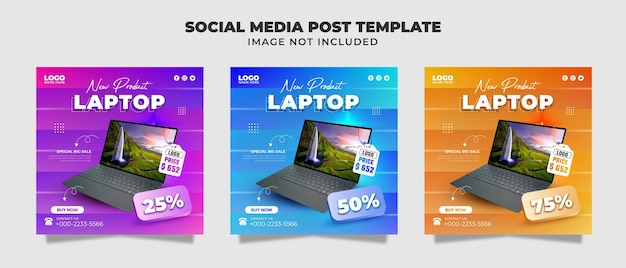 Nieuw product Laptop en technologie Social Media Instagram Feed en Bnner-sjabloon voor promotie