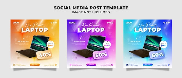 Nieuw product Laptop en technologie Social Media Instagram Feed en Bnner-sjabloon voor promotie