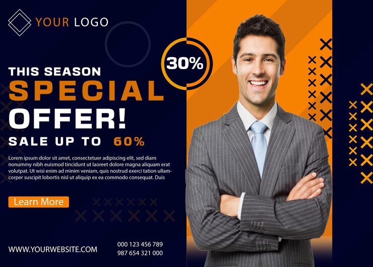 Vector nieuw professioneel en trendy bannerontwerp met uw afbeeldingen