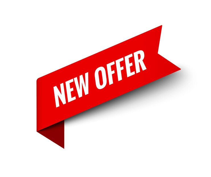 Vector nieuwe aanbieding lint vector banner rode promotie label bew aanbieding prijskaartje label voor reclame