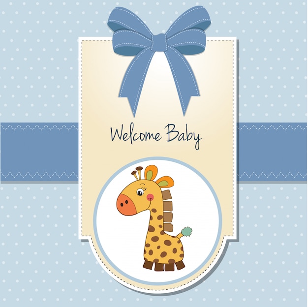 Nieuwe baby boy aankondiging kaart met giraffe