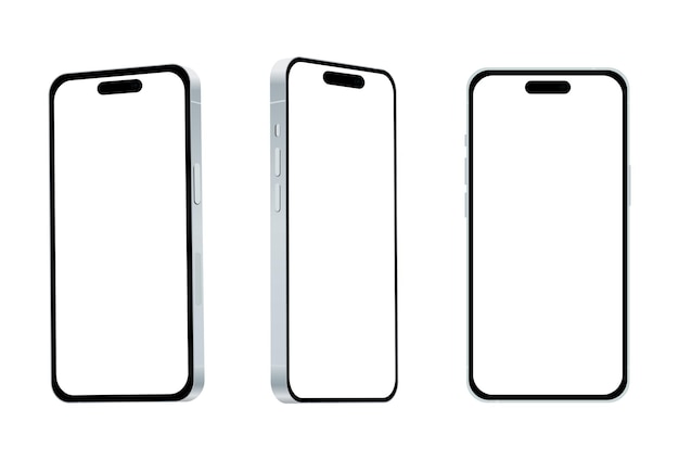 Nieuwe blauwe smartphone model 15 mockup sjabloon op witte achtergrond vectorillustratie