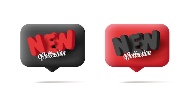 Nieuwe collectie 3D-tag afgeronde bubbel met letters zwarte en rode kleuren