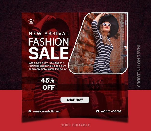 Nieuwe collectie Fashion sale Instagram-post en bannersjabloon voor sociale media