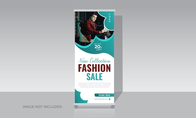 Vector nieuwe collectie fashion sale roll-up banner stand-sjabloon voor winkelwinkeltentoonstelling