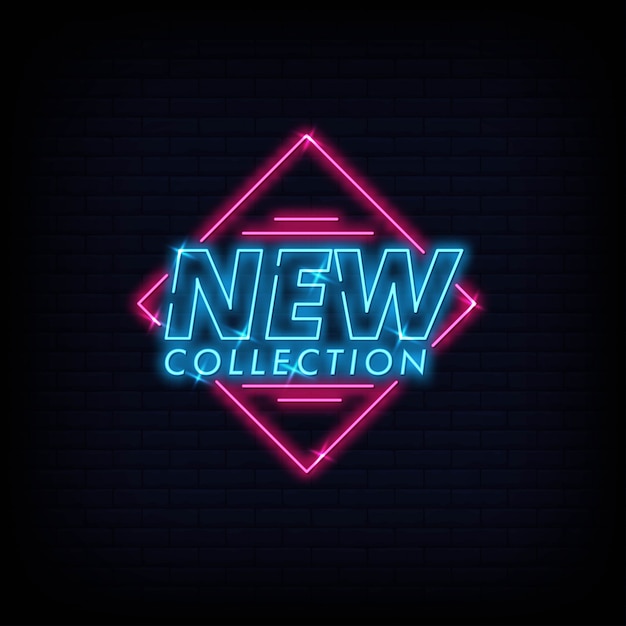 Nieuwe collectie Neon tekenen tekst Vector