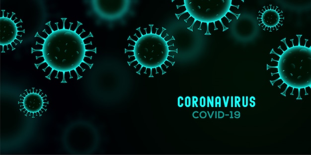 Vector nieuwe coronavirus covid-19 banner met viruscel concept premium