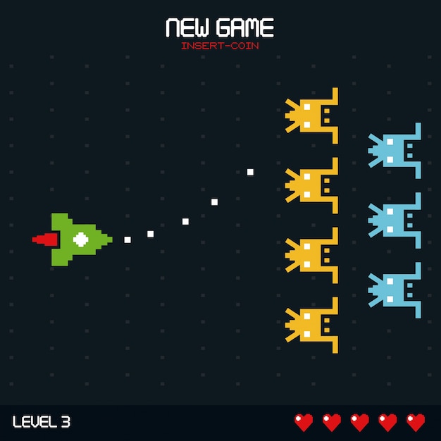 Nieuwe game insert coin met spatial game level two horizontal advance