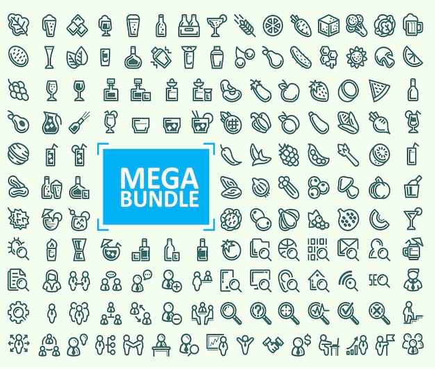 Nieuwe grote bundel set van vector illustraties fijne lijn iconen