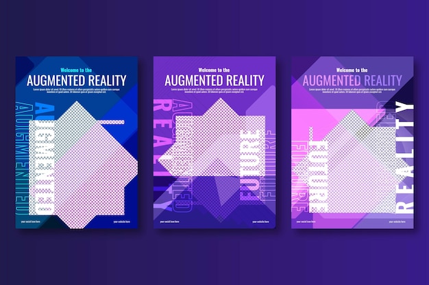 nieuwe horizontale verticale augmented reality metaverse neon futuristisch modern voor posterontwerp sjabloon