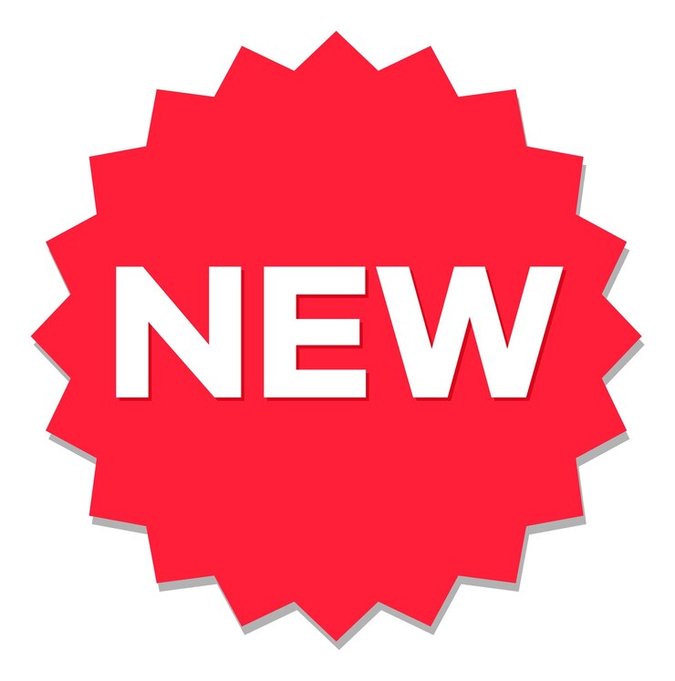 Vector nieuwe rode sticker nieuwste aanbieding rond label